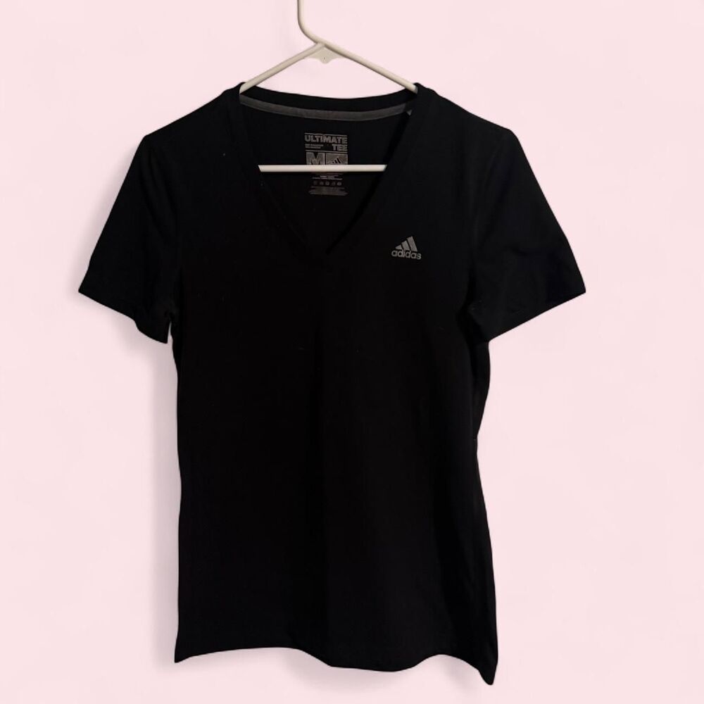 Adidas ultimate tee shirt womens M black v neck activewear running gym